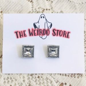 NWOT Square Cubic Zirconia Stud Earrings